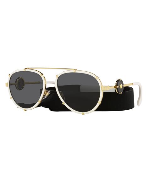 NEW Authentic VERSACE Aviator Medusa Gold Black Metal 